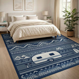 Camper Trailer Snowy Mountain Tribal Area Rug