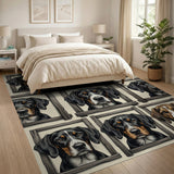 Rustic Framed Bernese Mountain Dog Portraits Rug
