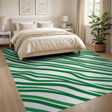 Dynamic Green Wavy Stripe Area Rug