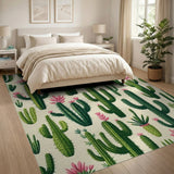 Whimsical Cactus Succulent Pattern Area Rug