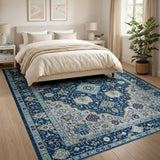 Traditional Persian Navy Persian Medallion Area Rug
