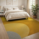Vibrant Yellow Abstract Organic Shapes Rug