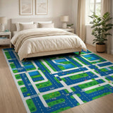 Cartoon City Streets Kids Area Rug