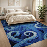 Deep Sea Octopus Blue Teal Area Rug