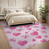 Whimsical Pink Hearts Butterflies Area Rug