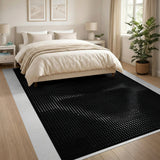 ODIKA Washable Black and White Abstract Geometric Modern Area Rug - Low Pile