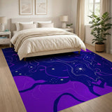 Starry Nebula Purple Abstract Area Rug