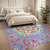 Vibrant Purple Mandala Floral Area Rug