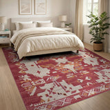 Red Red Southwestern Geometric Area Rug