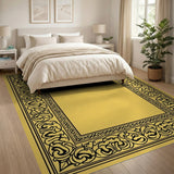ODIKA Ornate Black Border Yellow Area Rug
