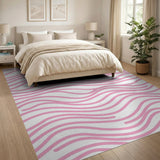 Pink Wavy Lines Geometric Area Rug
