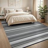 Stripe Geometric Modern Bold Black White Horizontal Stripe Area Rug