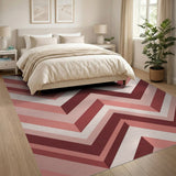 Layered Pink Chevron Geometric Rug