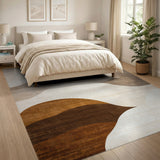 Brown and Tan Abstract Area Brown Tan Abstract Wave Area Rug