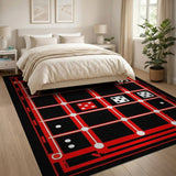 Red Backgammon Board Area Rug