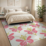 Ornate Pink Butterfly Floral Area Rug