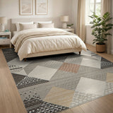 Tribal Diamond Geometric Neutral Area Rug