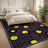Neon Purple Yellow Lotus Bloom Area Rug