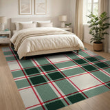 ODIKA Classic Red and Green Plaid Washable Area Rug - Low Pile, Non-Slip, Pet & Kid Friendly