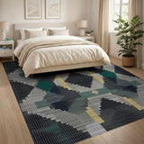Geometric Modern Teal Diamond Geometric Area Rug