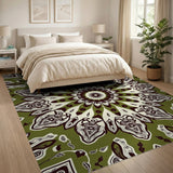 Lush Green Mandala Floral Area Rug
