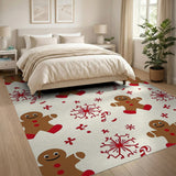 Washable Christmas Gingerbread Man Area Rug - Low Pile Non-Slip Holiday Decor