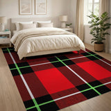 Bold Red Black Green Plaid Area Rug