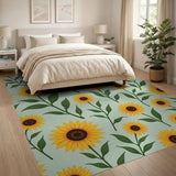Floral Vintage Yellow Vibrant Sunflower Meadow Area Rug