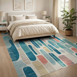 Abstract Area Abstract Blue Teal Organic Shapes Area Rug