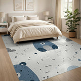 Cute Blue Bear Cloud Nursery Rug