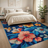 Vibrant Multi-Color Floral Navy Area Rug