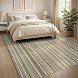 Beige and Neutral Beige Vertical Stripe Area Rug