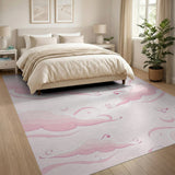 Whimsical Pink Clouds Moons Area Rug