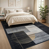 Modern Gold Circle Geometric Area Rug