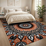 Bold Orange Tribal Mandala Area Rug