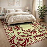 Red Floral Border Area Rug