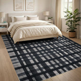 Geometric Modern Black and White Black White Grid Woven Area Rug