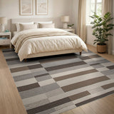 Brown and Tan Brown Tan Geometric Woven Area Rug