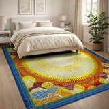 Radiant Sun Mandala Area Rug in Vibrant Yellow