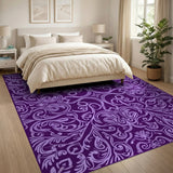 Purple Purple Ornate Floral Area Rug