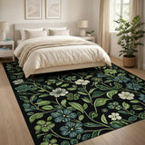 Intricate Green Foliage Bloom Area Rug