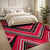 Geometric Modern Red Bold Red Zigzag Geometric Area Rug