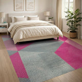 Pink Grey Geometric Triangle Area Rug