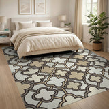 Elegant Beige Quatrefoil Geometric Area Rug