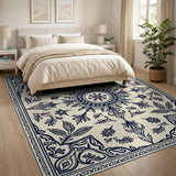 Traditional Persian Navy Blue Ornate Medallion Area Rug