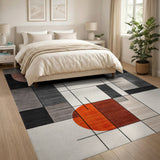 Multi-color and Patterns Bold Geometric Orange Area Rug