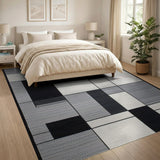 Modern Geometric Grey Blue Area Rug