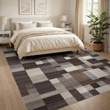 Beige and Neutral Neutral Patchwork Geometric Area Rug