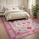 Ornate Traditional Persian Ornate Pink Floral Persian Area Rug