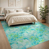 Dreamy Aqua Floral Cloud Area Rug